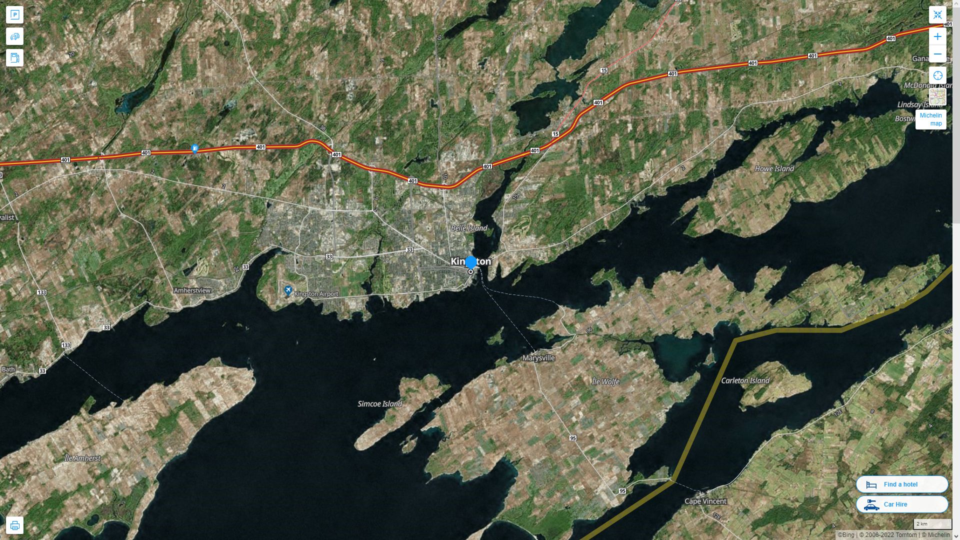 Kingston Highway and Road Map with Satellite View